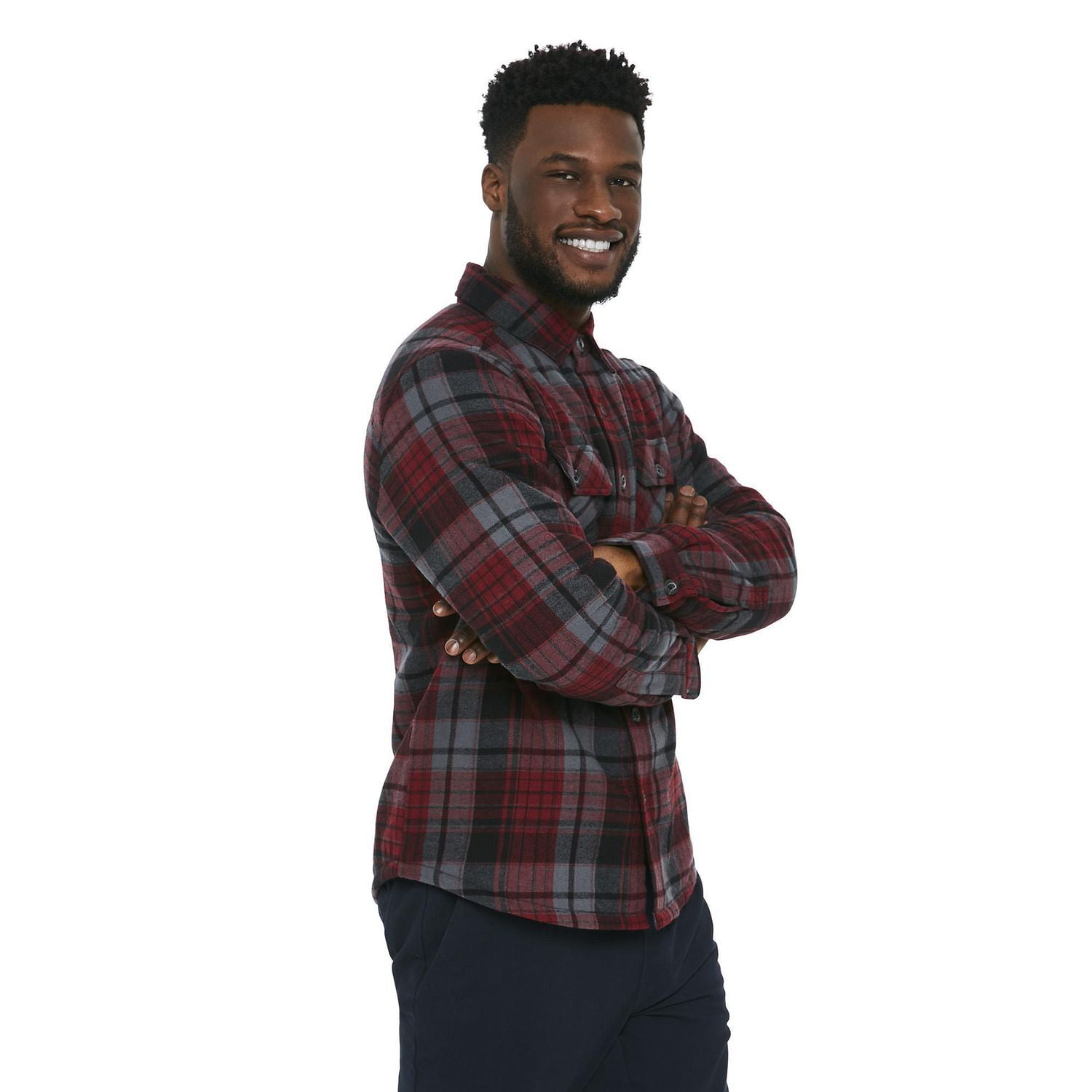 George Men's Sherpa Lined Flannel Shirt Jacket