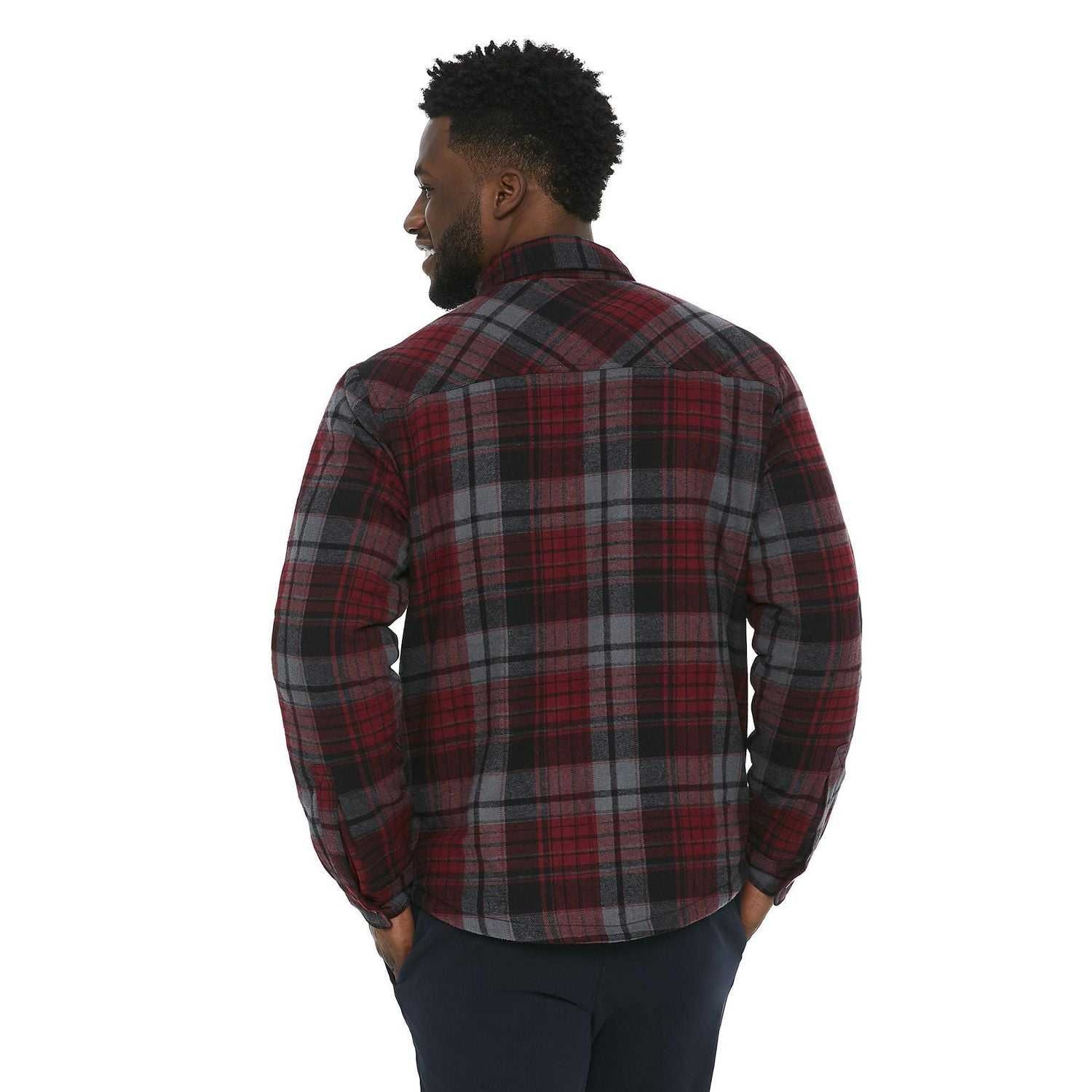 George Men's Sherpa Lined Flannel Shirt Jacket