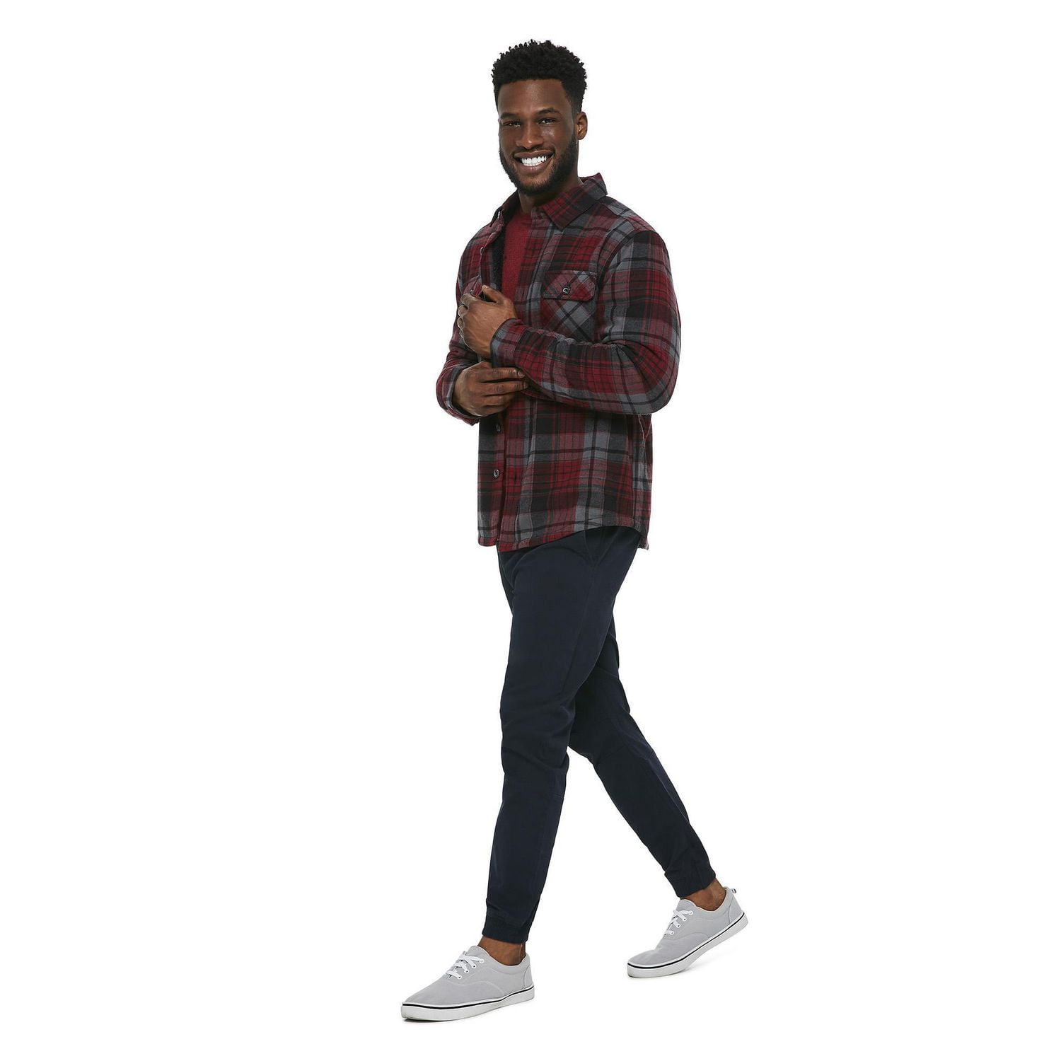 George Men's Sherpa Lined Flannel Shirt Jacket