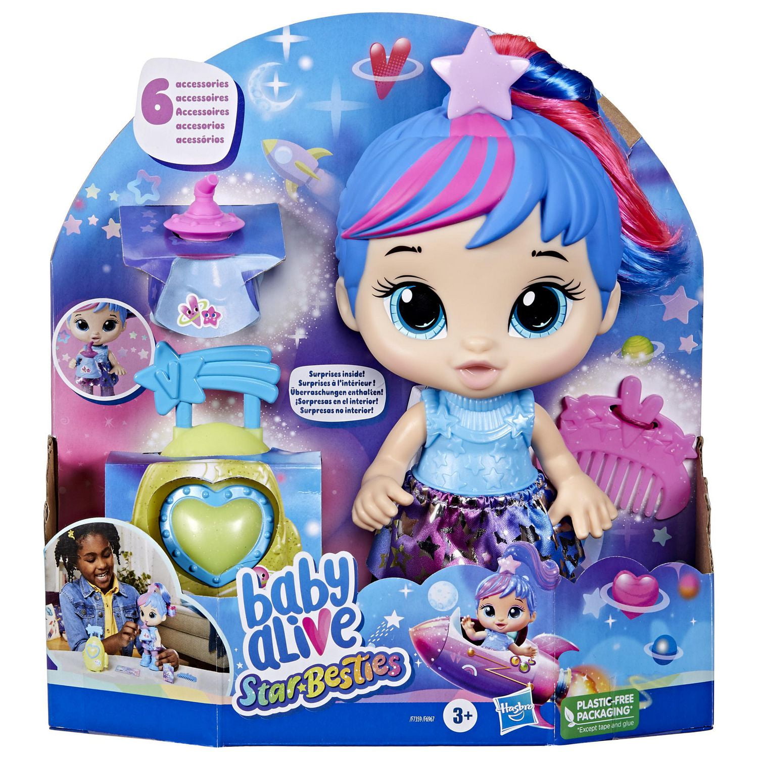 Baby Alive Star Besties Doll Stellar Skylar 8 inch Space Themed Baby Alive Doll Toy with Accessories for Kids 3 and Up For ages 3 Walmart