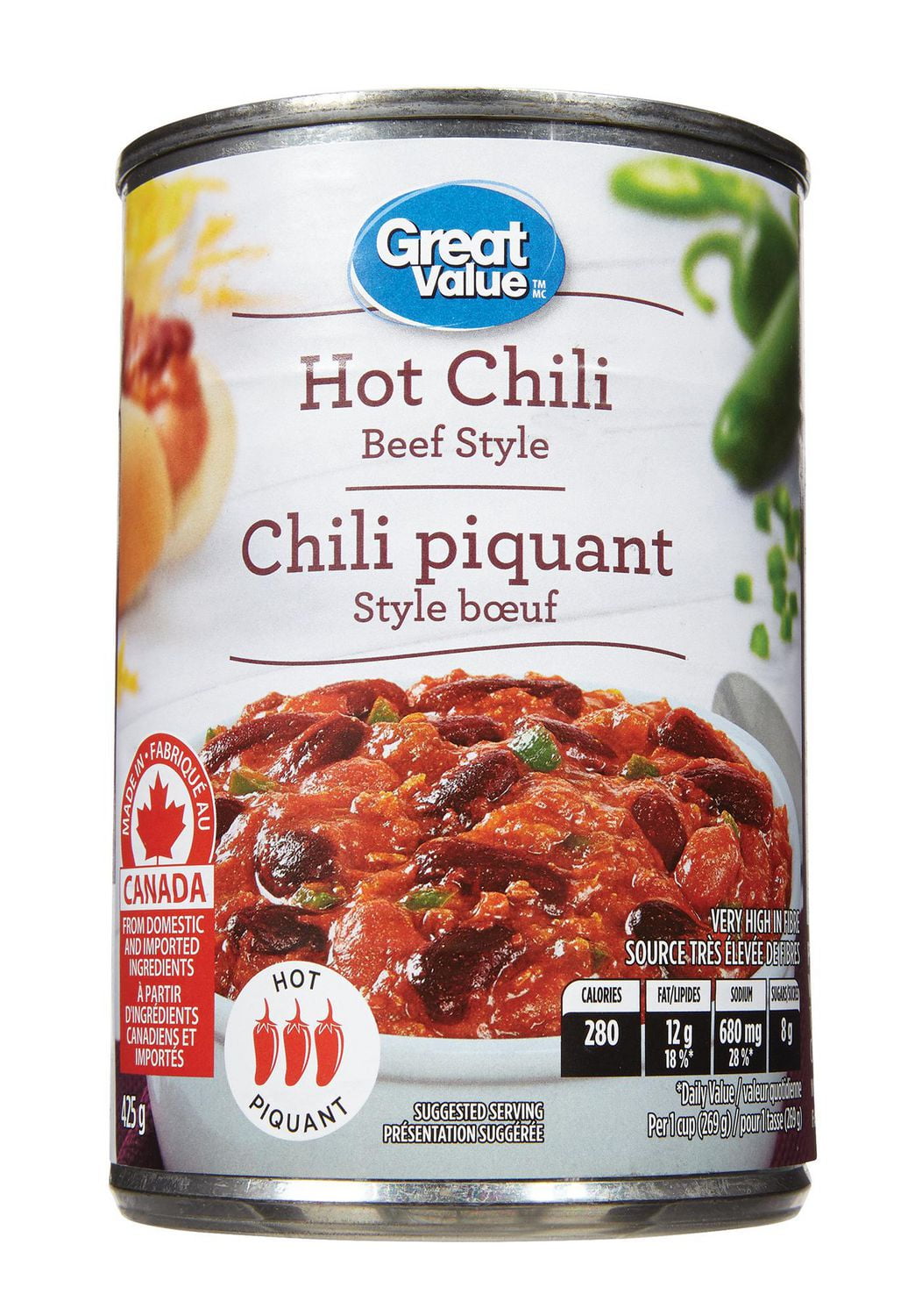 Great Value Beef Style Hot Chili with Meat Walmart Canada