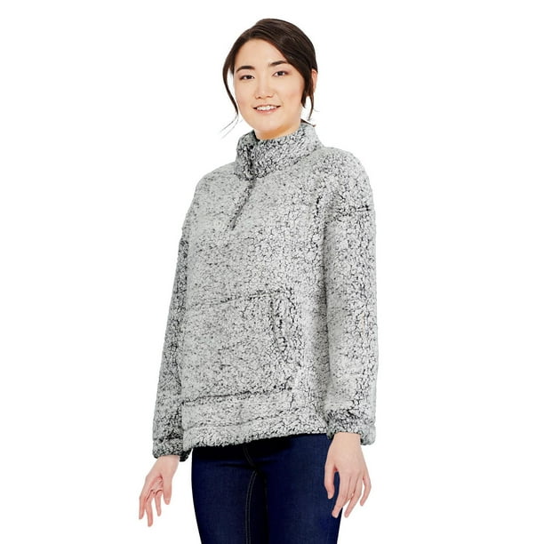 Women's Quarter Zip Sherpa Fleece Sweatshirt by Sporty Rich