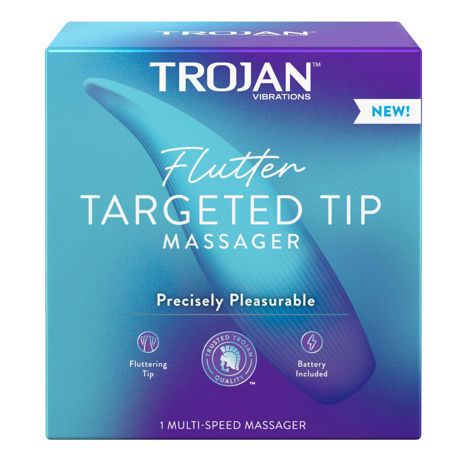 Trojan Flutter Targeted Tip Massager, Battery Included, 1 Count
