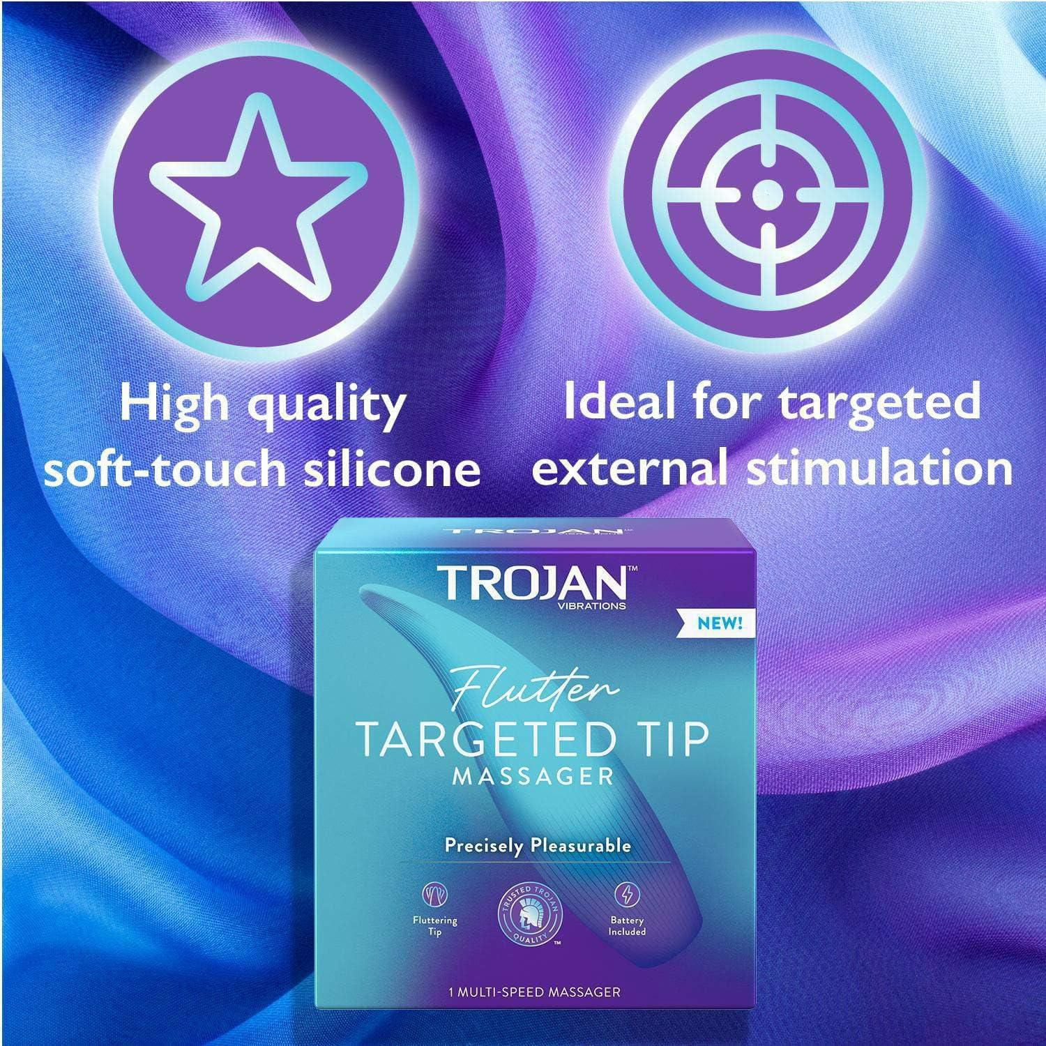 Trojan Flutter Targeted Tip Massager, Battery Included, 1 Count