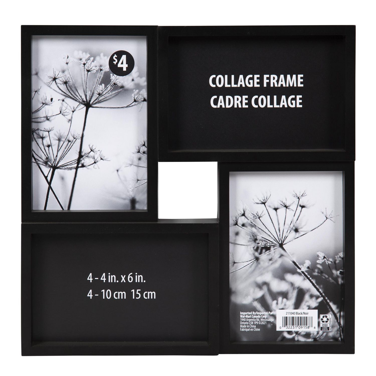 Pointer Proof Sociology Gally 4 Opening Black Collage Picture Frame | Walmart Canada