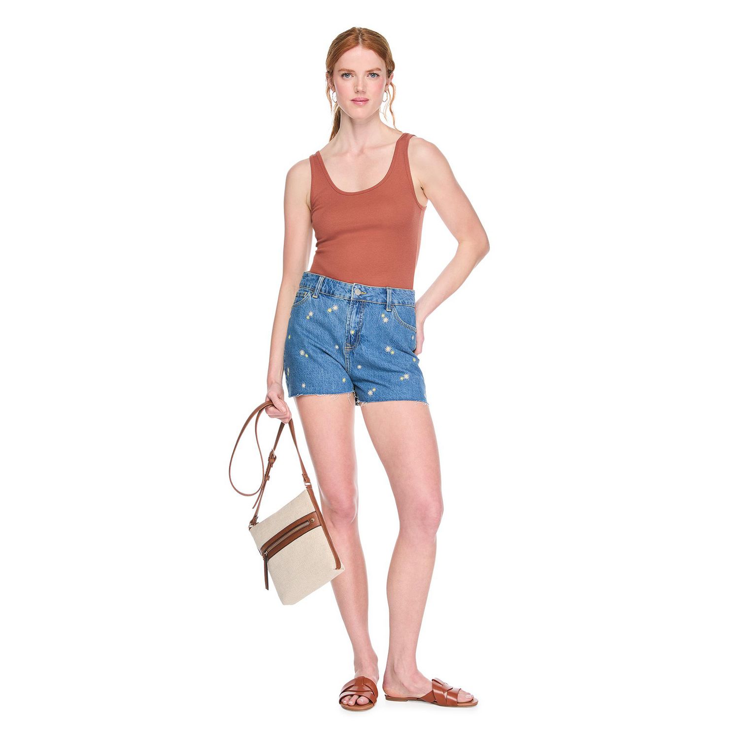 Short en denim décontracté avec broderies 3 po George pour femmes