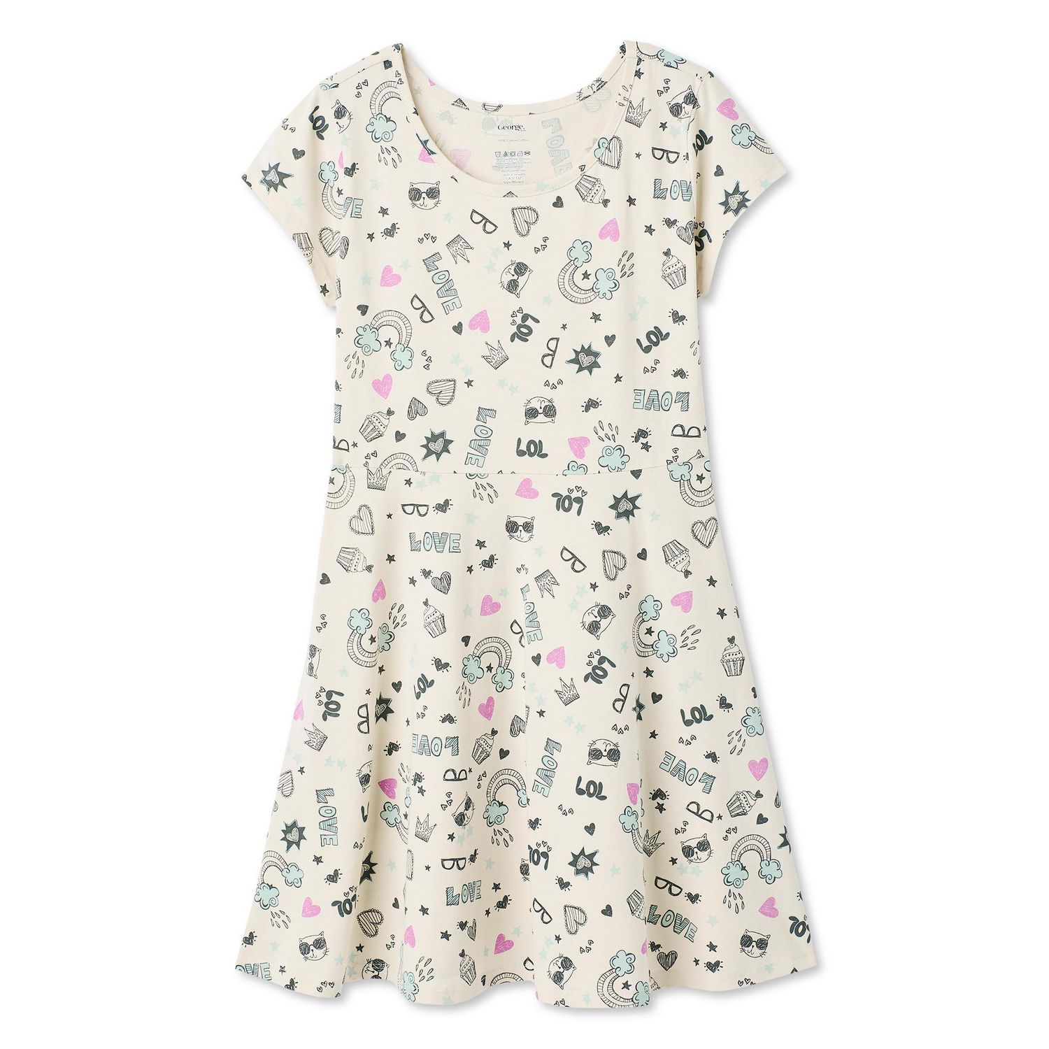 Robe patineuse à manches courtes George pour filles