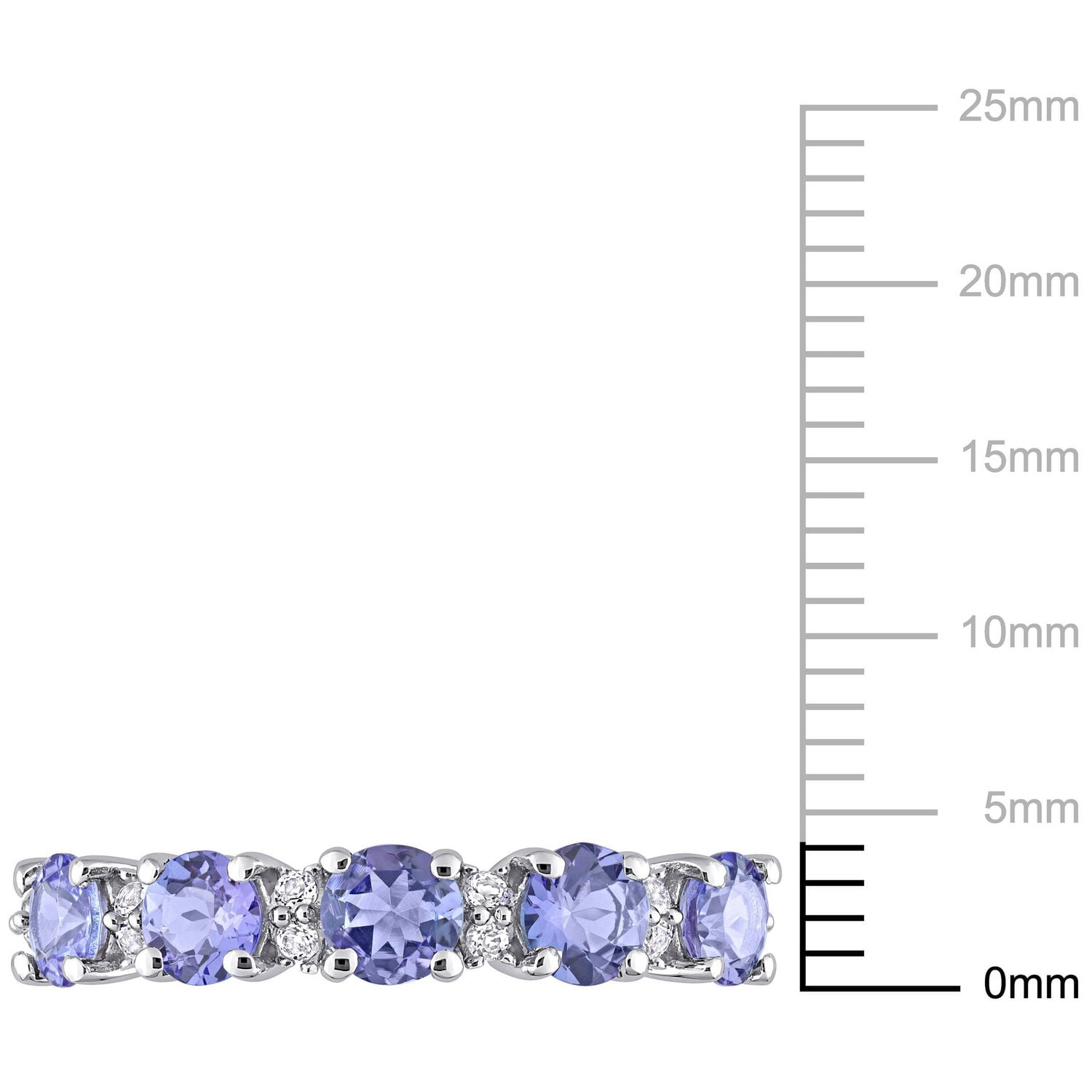 Miabella 1-1/2 Carat T.G.W. Tanzanite and White Topaz Sterling Silver Stackable Anniversary Ring