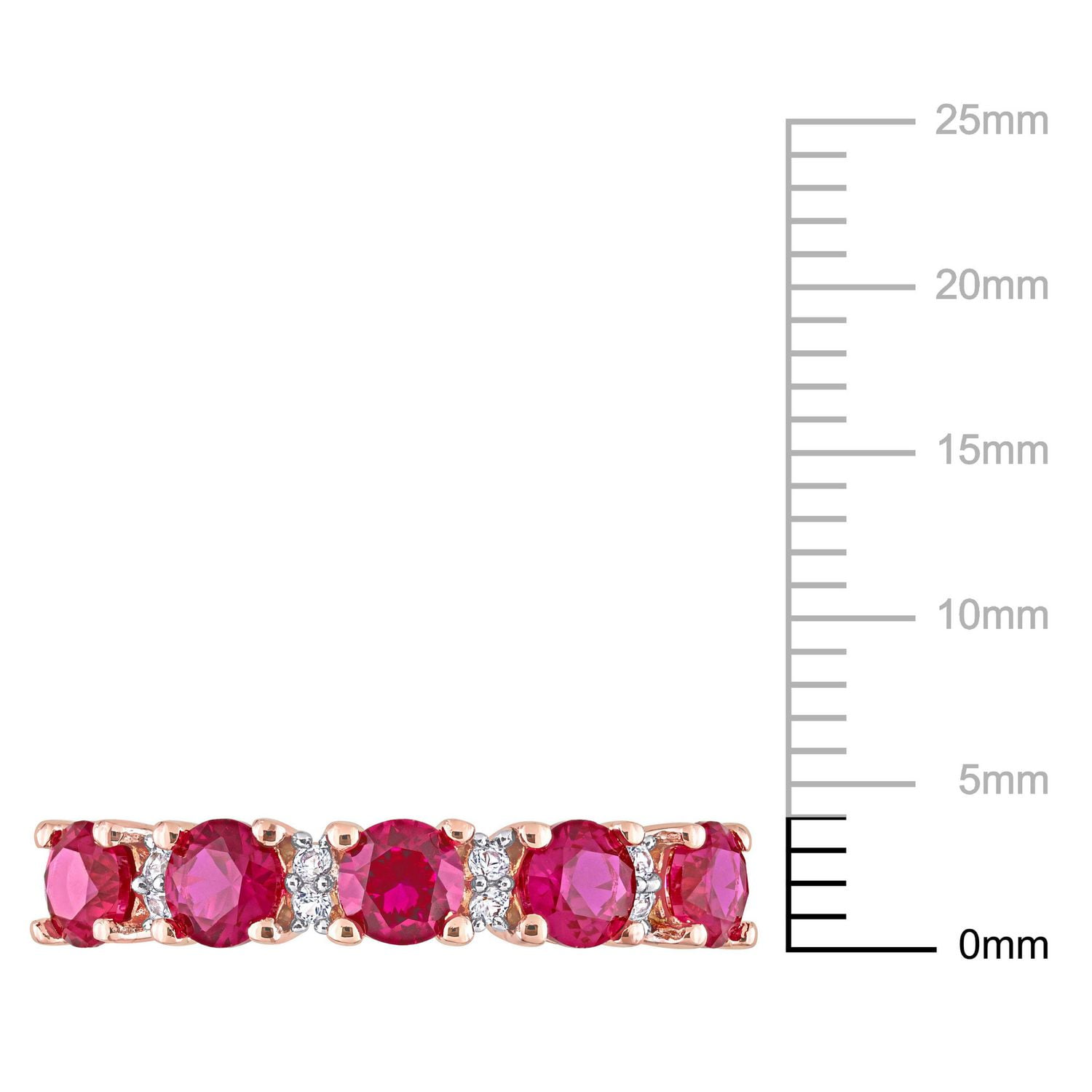 Miabella 1-5/8 Carat T.G.W. Created Ruby and Created White Sapphire Rose Plated Sterling Silver Stackable Anniversary Ring