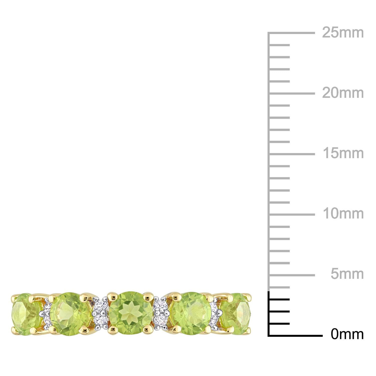 Miabella 1-3/5 Carat T.G.W. Peridot and White Sapphire Yellow Plated Sterling Silver Stackable Anniversary Ring