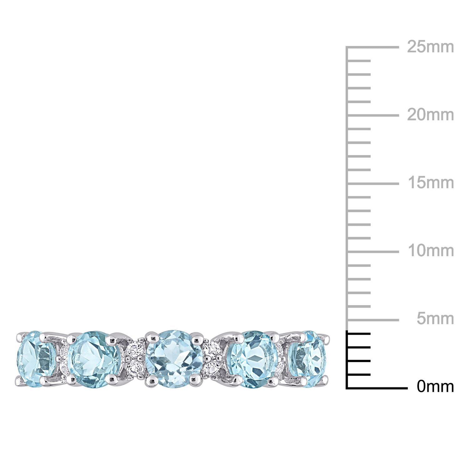 Miabella 1-5/8 Carat T.G.W. Blue Topaz and White Topaz Sterling Silver Stackable Anniversary Ring