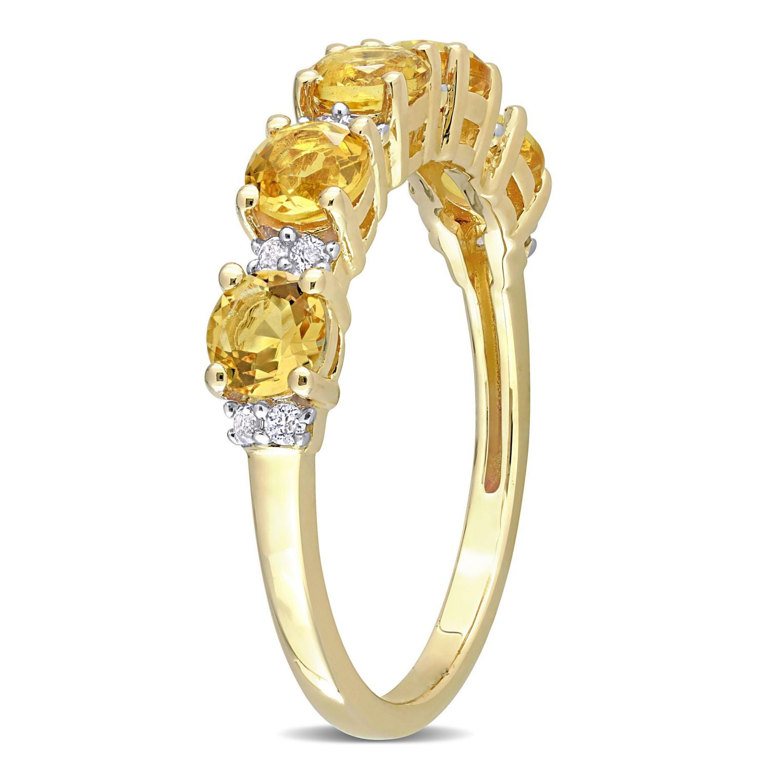 Miabella 1-3/5 Carat T.G.W. Citrine and White Topaz Yellow Plated Sterling Silver Stackable Anniversary Ring