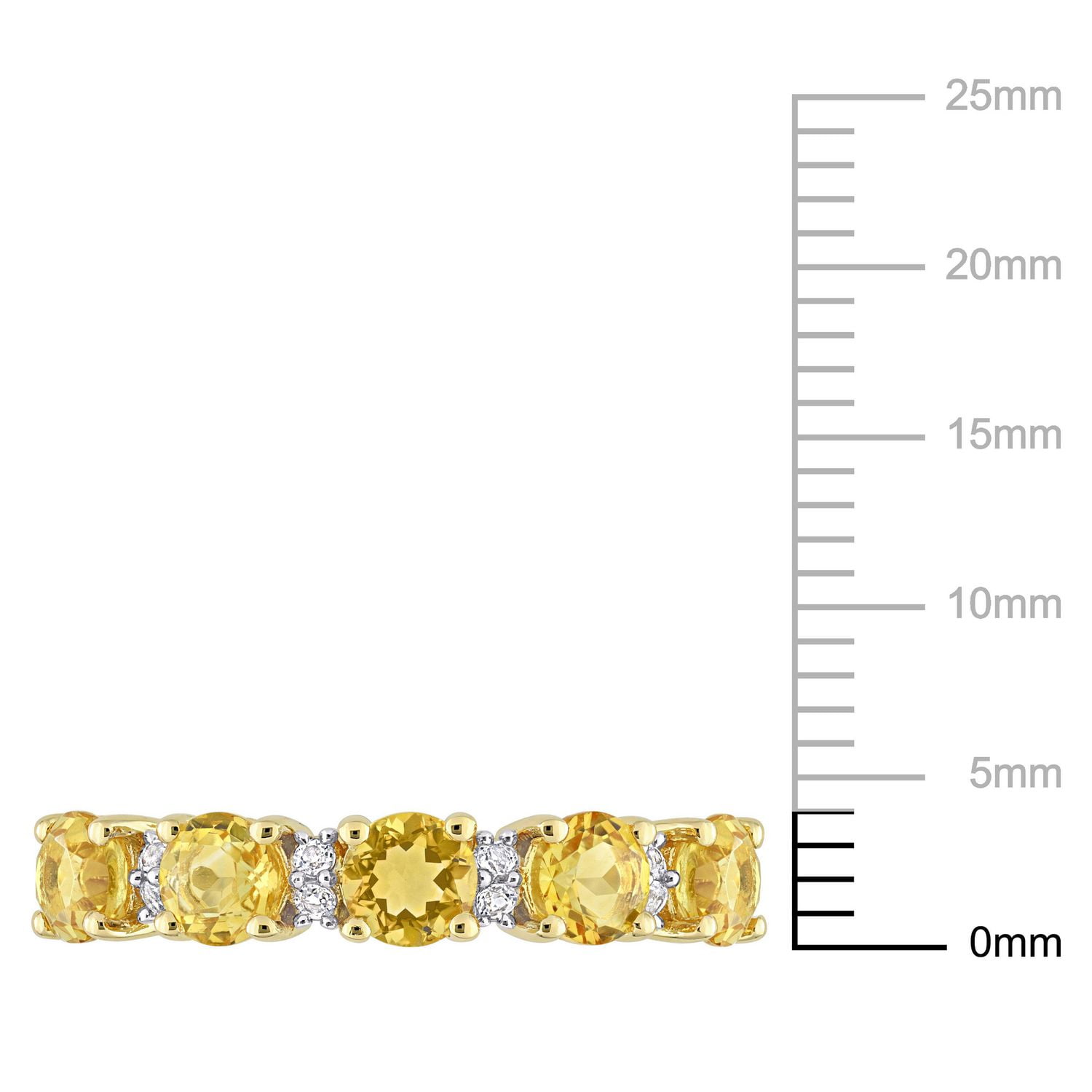 Miabella 1-3/5 Carat T.G.W. Citrine and White Topaz Yellow Plated Sterling Silver Stackable Anniversary Ring