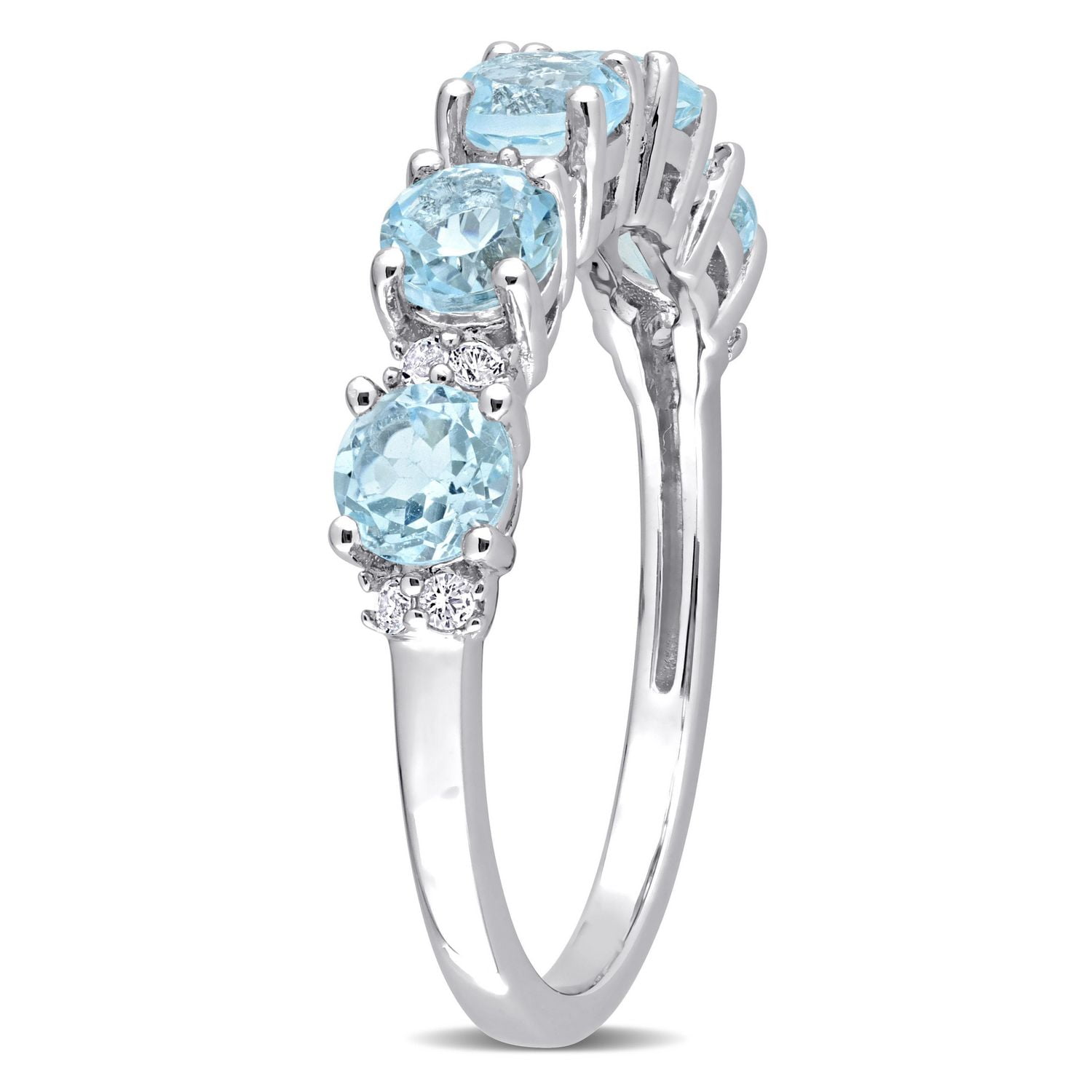 Miabella 1-5/8 Carat T.G.W. Blue Topaz and White Topaz Sterling Silver Stackable Anniversary Ring