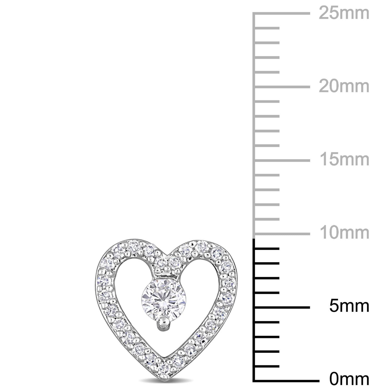 Miabella 1/5 Carat T.W. Diamond and 1/3 Carat T.G.W. White Topaz Sterling Silver Heart Stud Earrings
