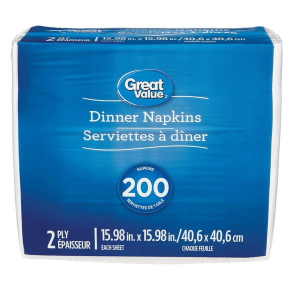 Great Value Dinner Napkins, 200 Napkins