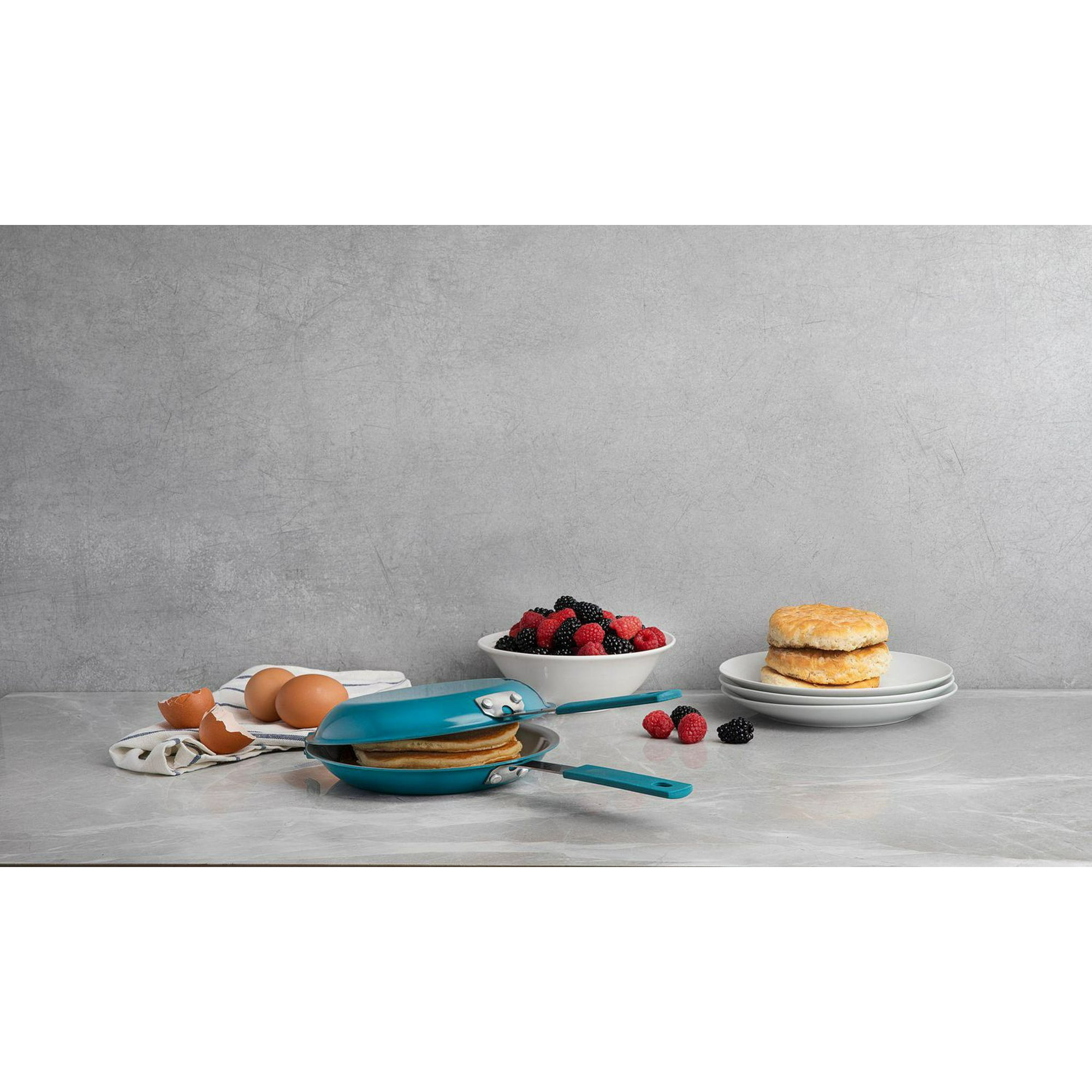 Gotham Steel Turquoise Double Pan – Nonstick Copper Easy to Flip Pan with  Rubber Grip Handles for Fluffy Pancakes, Perfect Omelets, Frittatas, French  Toast and More! Dishwasher Safe 