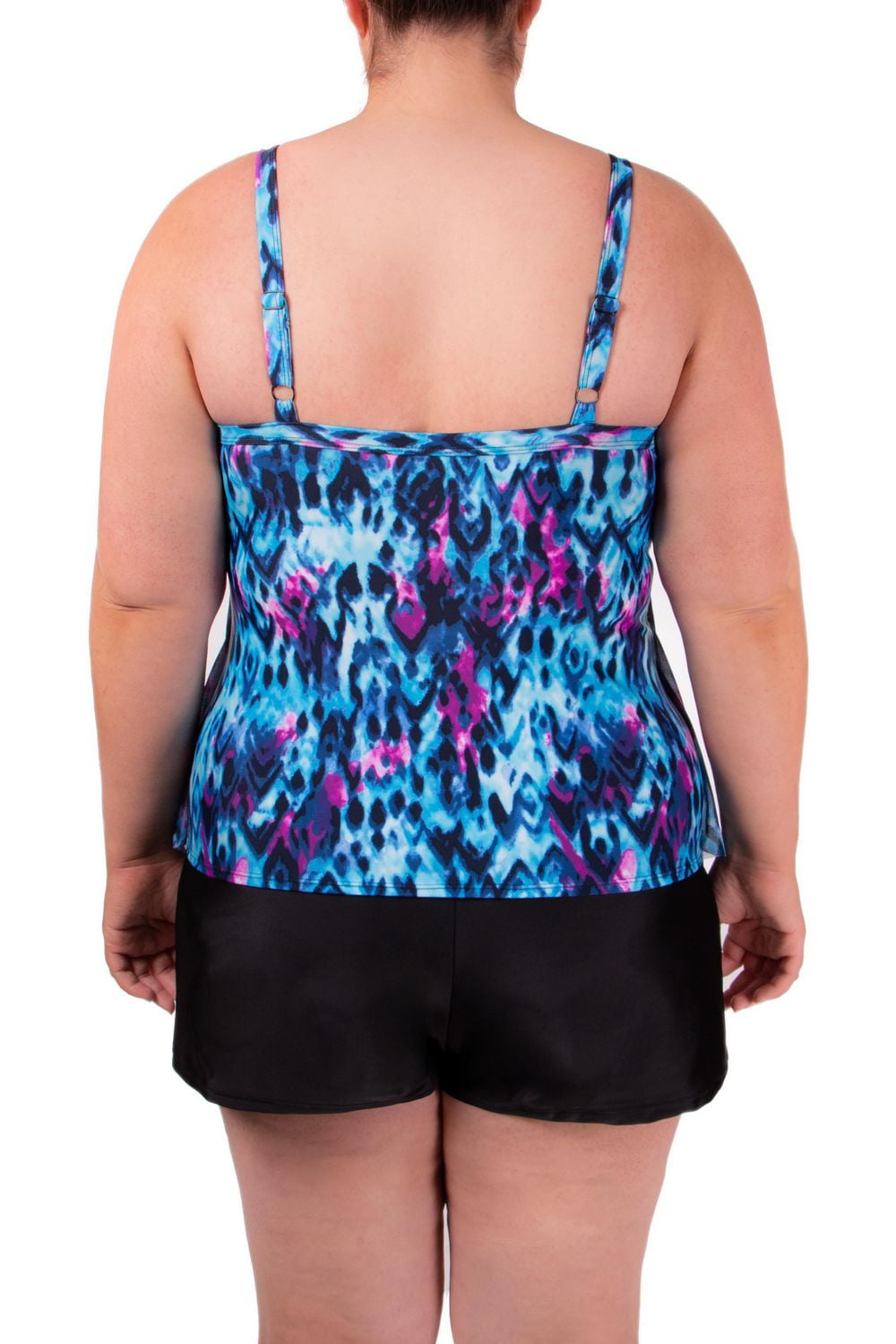 Ibiza Plus size flyaway tankini with soft cups, adjustable straps and contour shelf bra