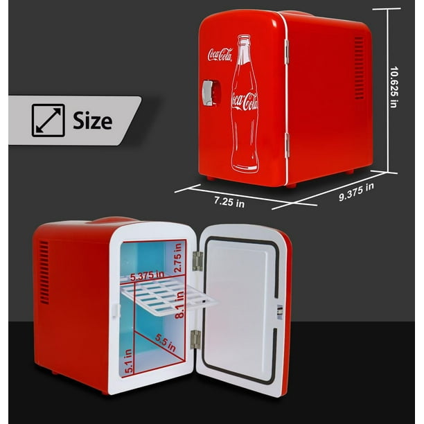 Coca-Cola Classic Red 4L Mini Fridge 12V DC 110V AC Portable Cooler 