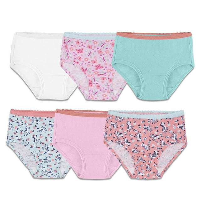 Fruit of the Loom Toddler Girls 6PK Assorted 100% Ringspun Cotton Brief, size 2T/3T