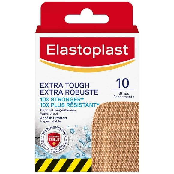 ELASTOPLAST Lot de 10 bandages extra résistants et imperméables XL | Tissu imperméable et résistant | Adhérence super forte | Fournit une protection durable | Bouclier contre les bactéries