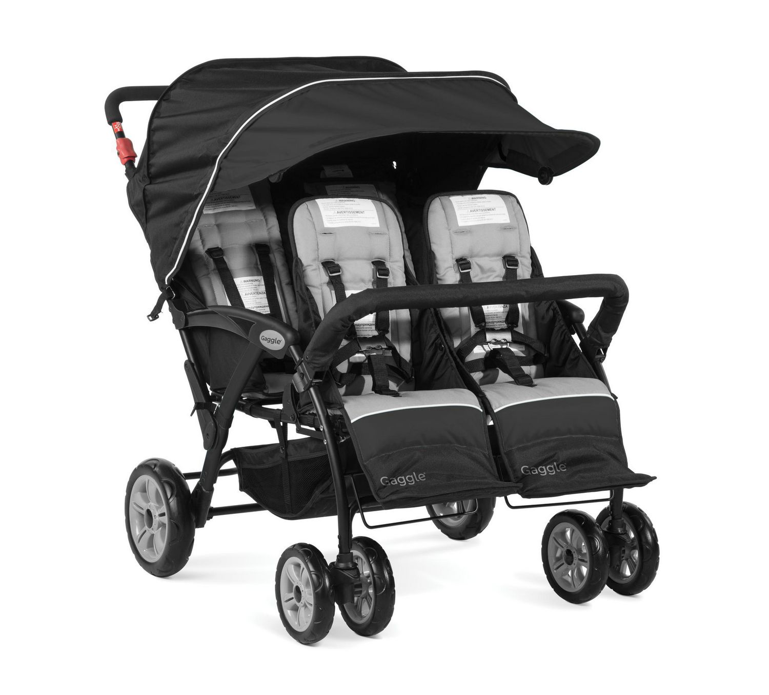 Gaggle Compass 4-Seat Quad Stroller Stroller, Black