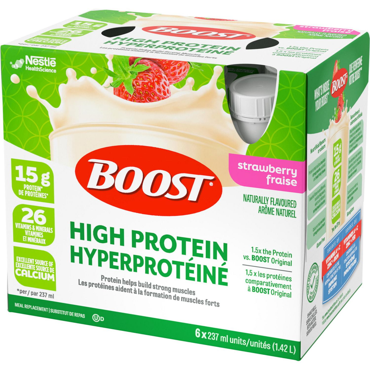 BOOST High Protein Meal Replacement Drink – Strawberry 6 x 237 ml, 6 x 237  ML 