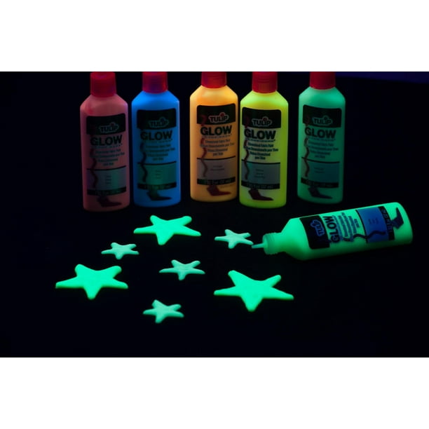 Tulip Glow-in-the-Dark Nontoxic Fabric Paint - 6 count, 1.25 fl oz tubes