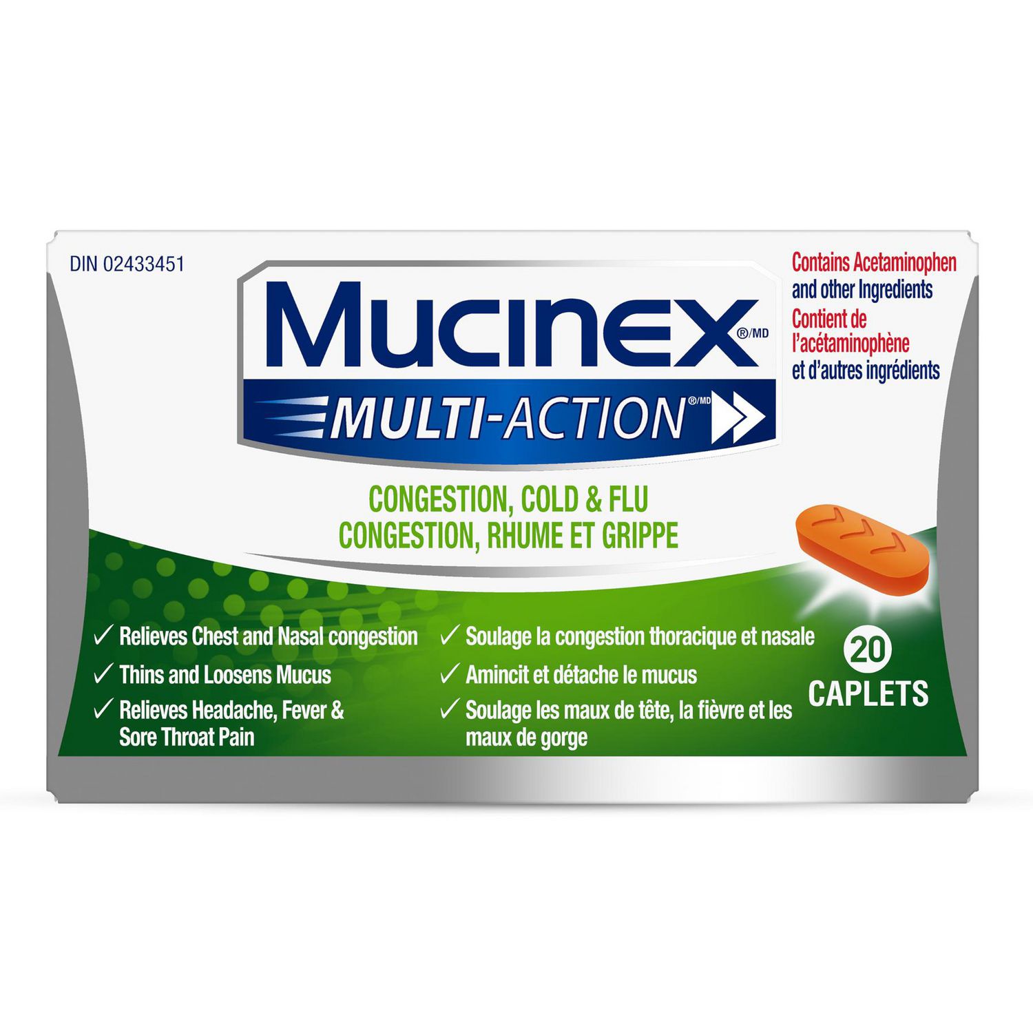 Mucinex Multi-Action Rhume et Sinus Caplets