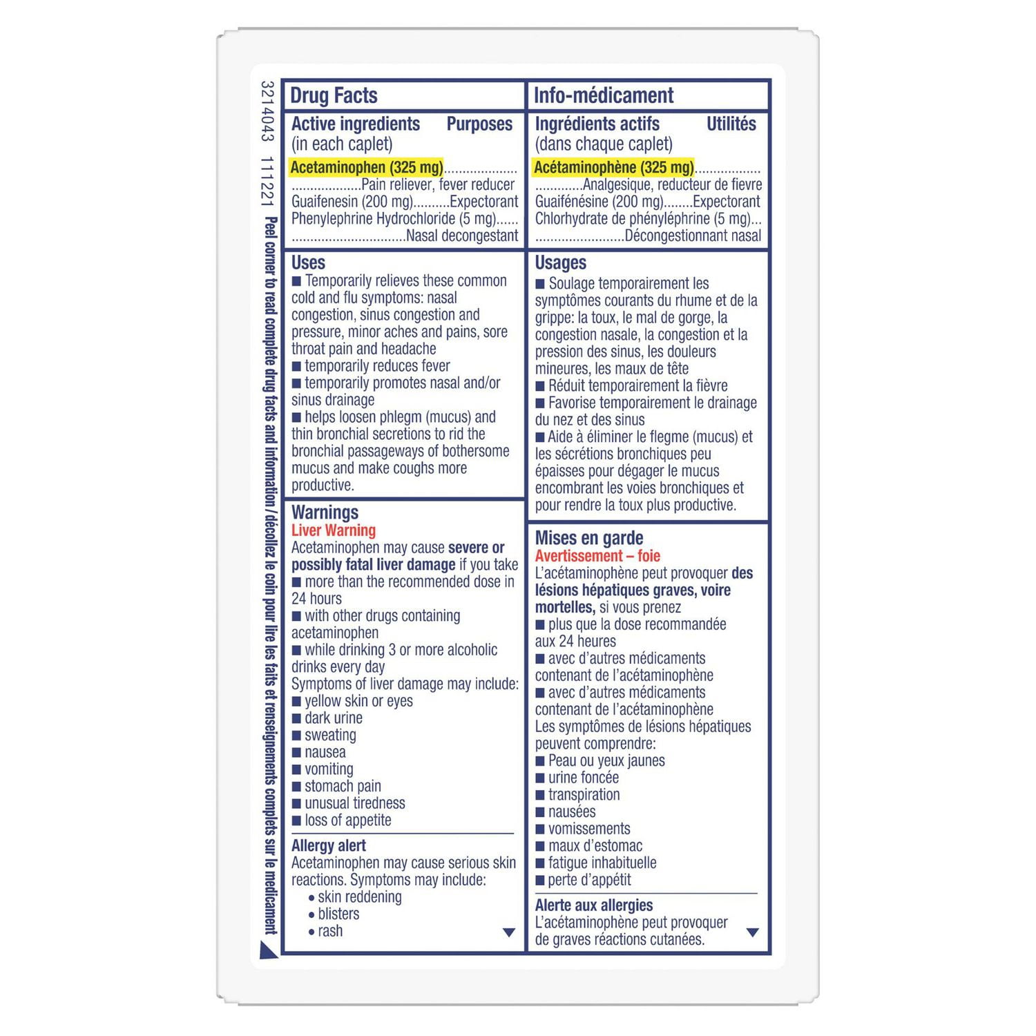 Mucinex Multi-Action Rhume et Sinus Caplets 20 unites