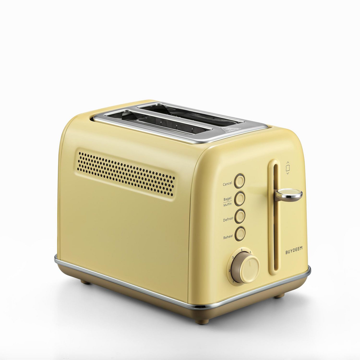 Buydeem DT620 2-Slice Toaster, Extra Wide Slots, Retro Stainless Steel with High Lift Lever, Bagel and Muffin Function, Removal Crumb Tray, 7-Shade