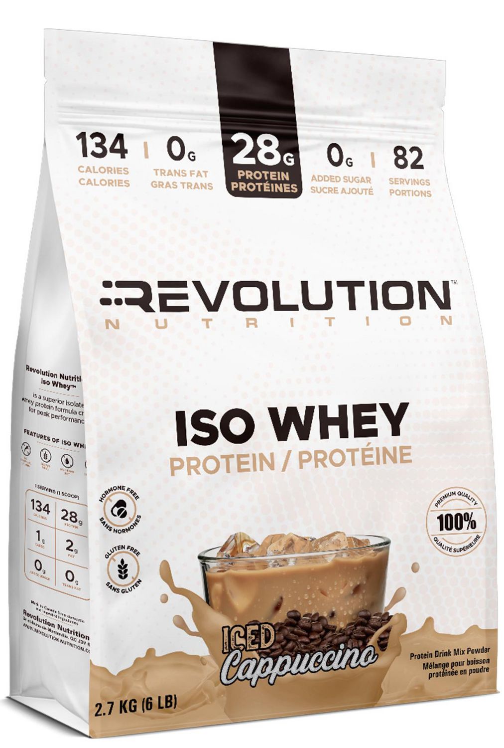 Revolution Nutrition, Iso Whey, Protein Powder 6LB, 100% Isolate Protein, 28g of Protein Per Scoop, 2700 g, 82 Servings, Lean Muscle Formula, Low Carb, Gluten Free, Iced Cappuccino (6 Pounds)