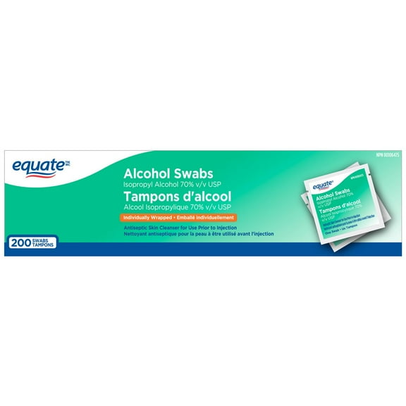 Tampons alcoolises, Alcool isopropylique USP à 70 % v / v Equate, Taille unique