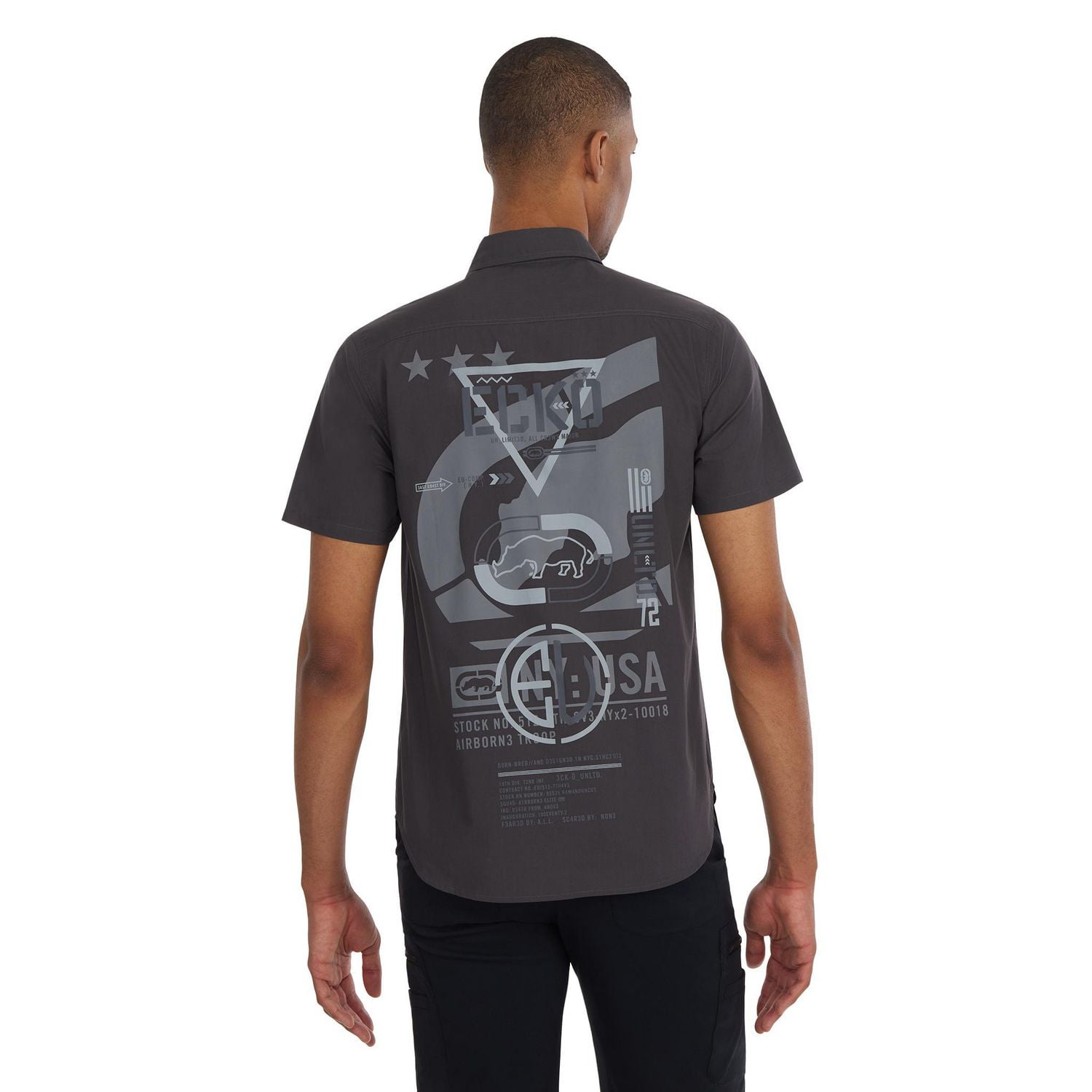 Ecko Men’s Stamp Trans Short Sleeve Woven Shirt