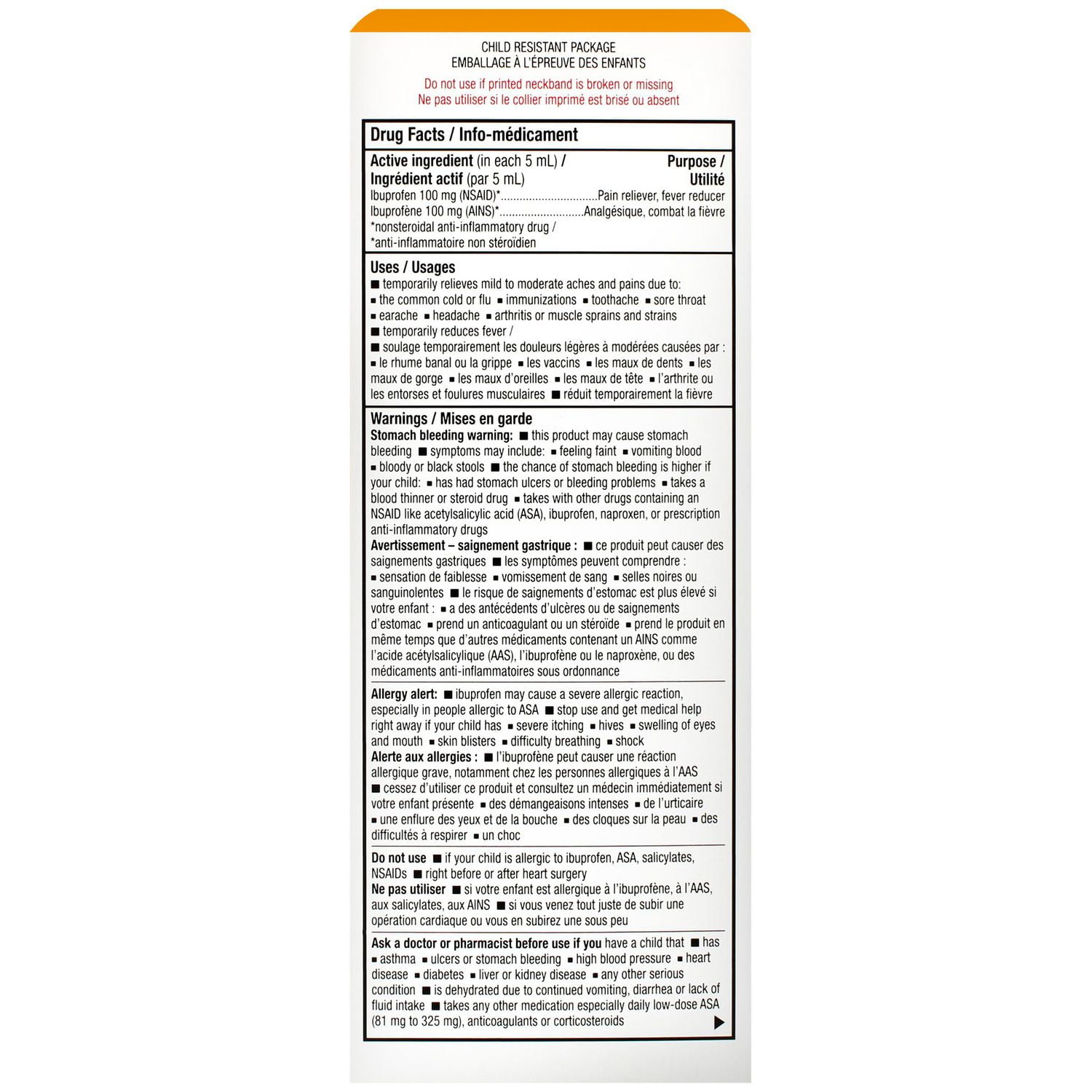 Equate Children's Ibuprofen Suspension, 240 mL, 100 mg/5 mL