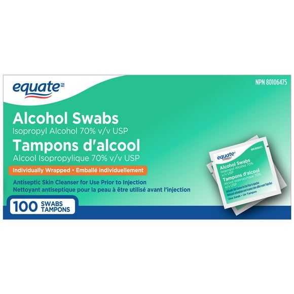 Tampons d’alcool Equate, Nettoyant antiseptique pour la peau