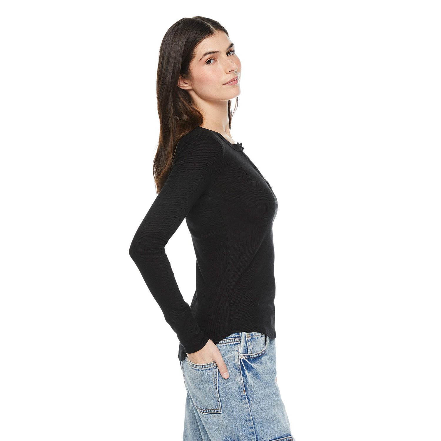 T-shirt henley No Boundaries pour femmes