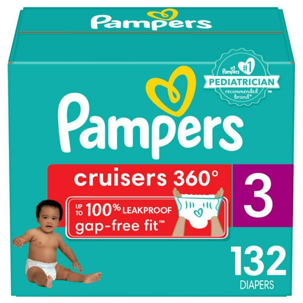 Couches Pampers Cruisers 360, SUPER ÉCONOMIQUE Taille 3-7, 66-132CT