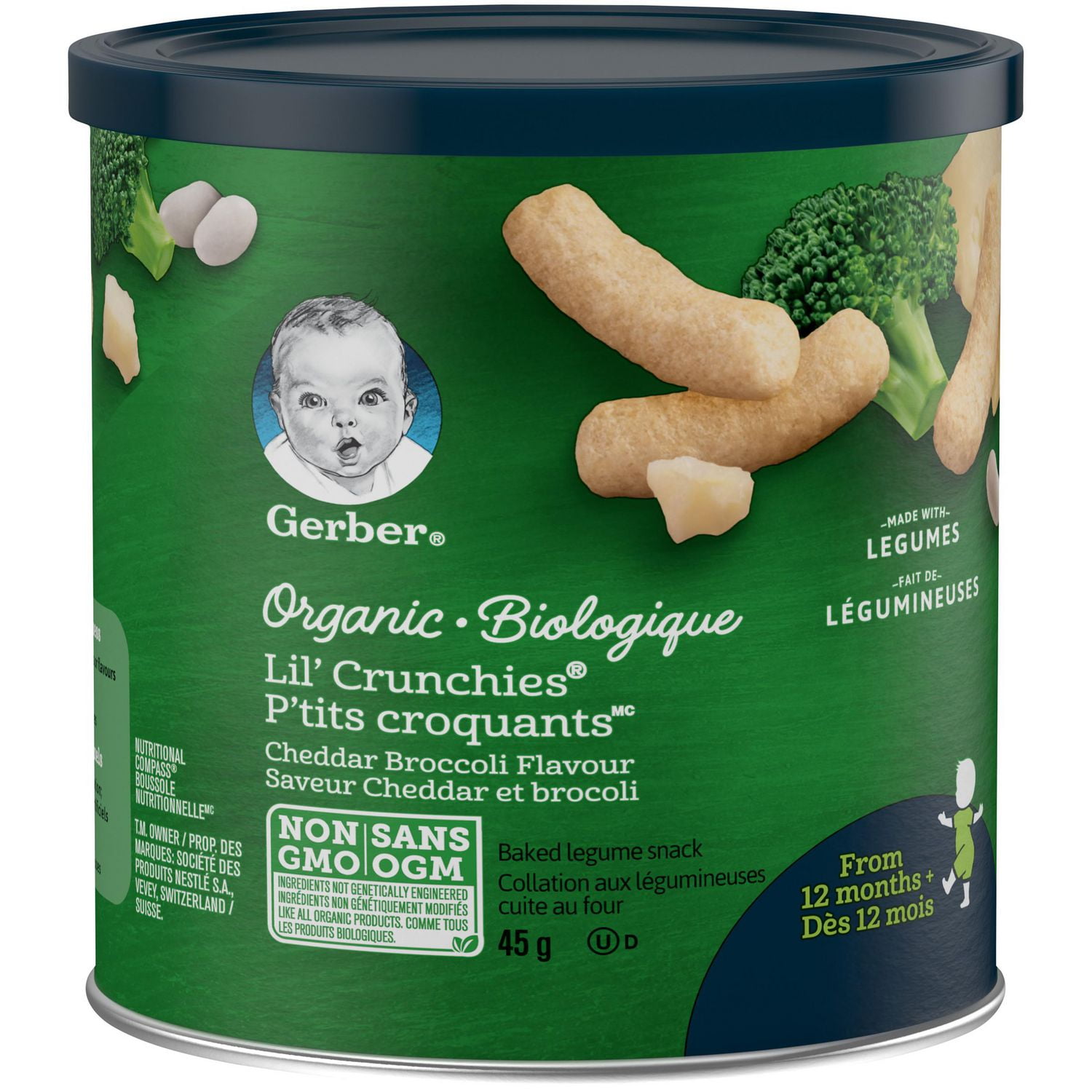 Gerber collation au maïs cuite au four au cheddar doux pour bébés p'tits  croquants (42 g) - lil' crunchies mild cheddar toddler snacks (42 g), Delivery Near You