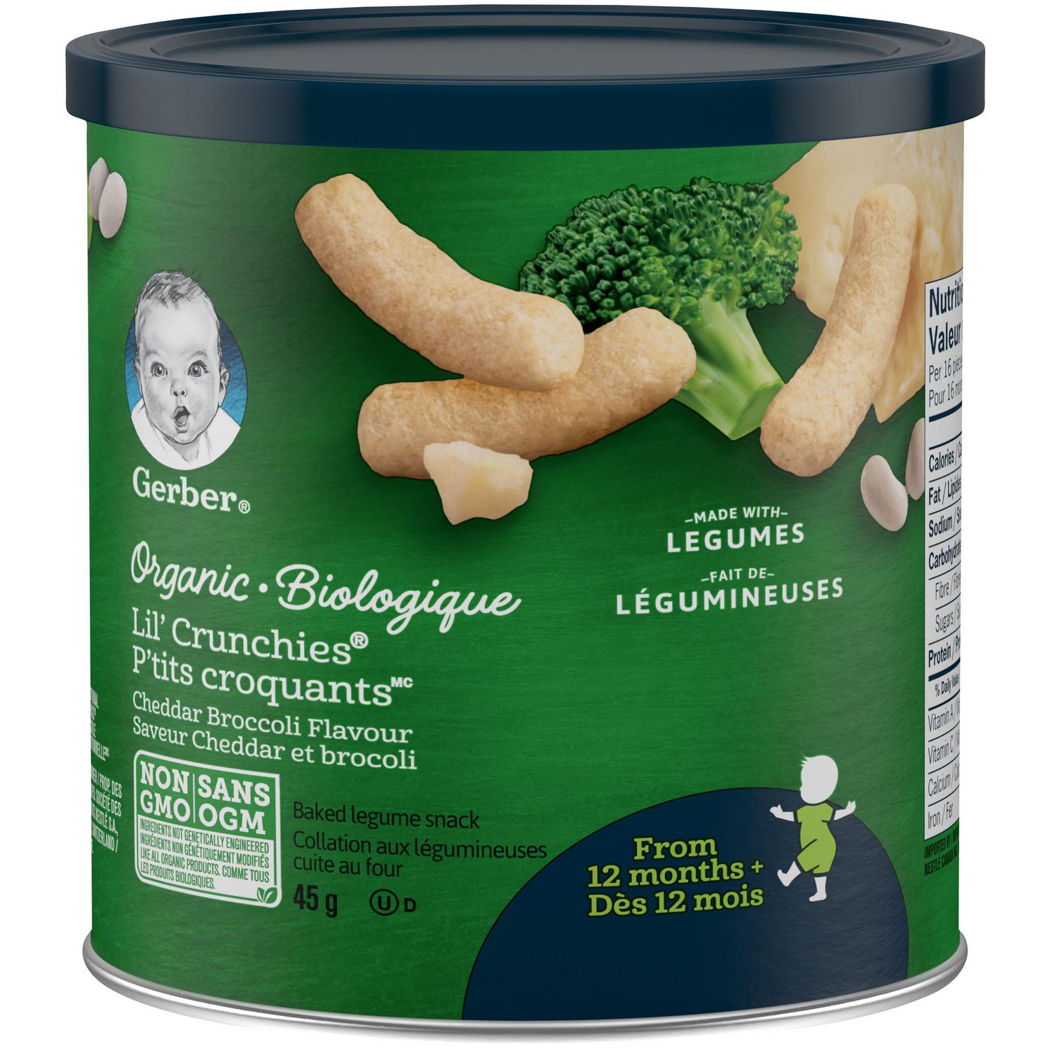 Gerber Organic LIL' CRUNCHIES, Cheddar Broccoli, Toddler ...