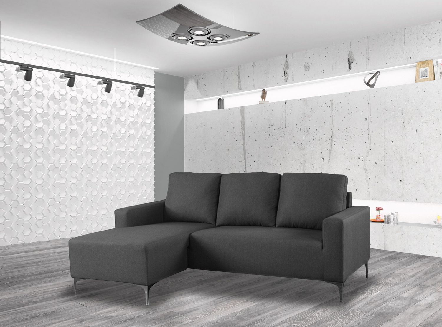 Topline Home Furnishings Dark Grey SofaChaise Set Walmart Canada