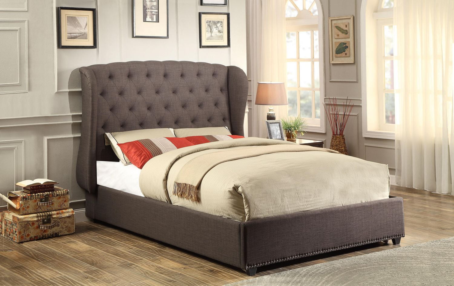 Topline Home Furnishings Grey Mansion Style Queen Bed Walmart Canada