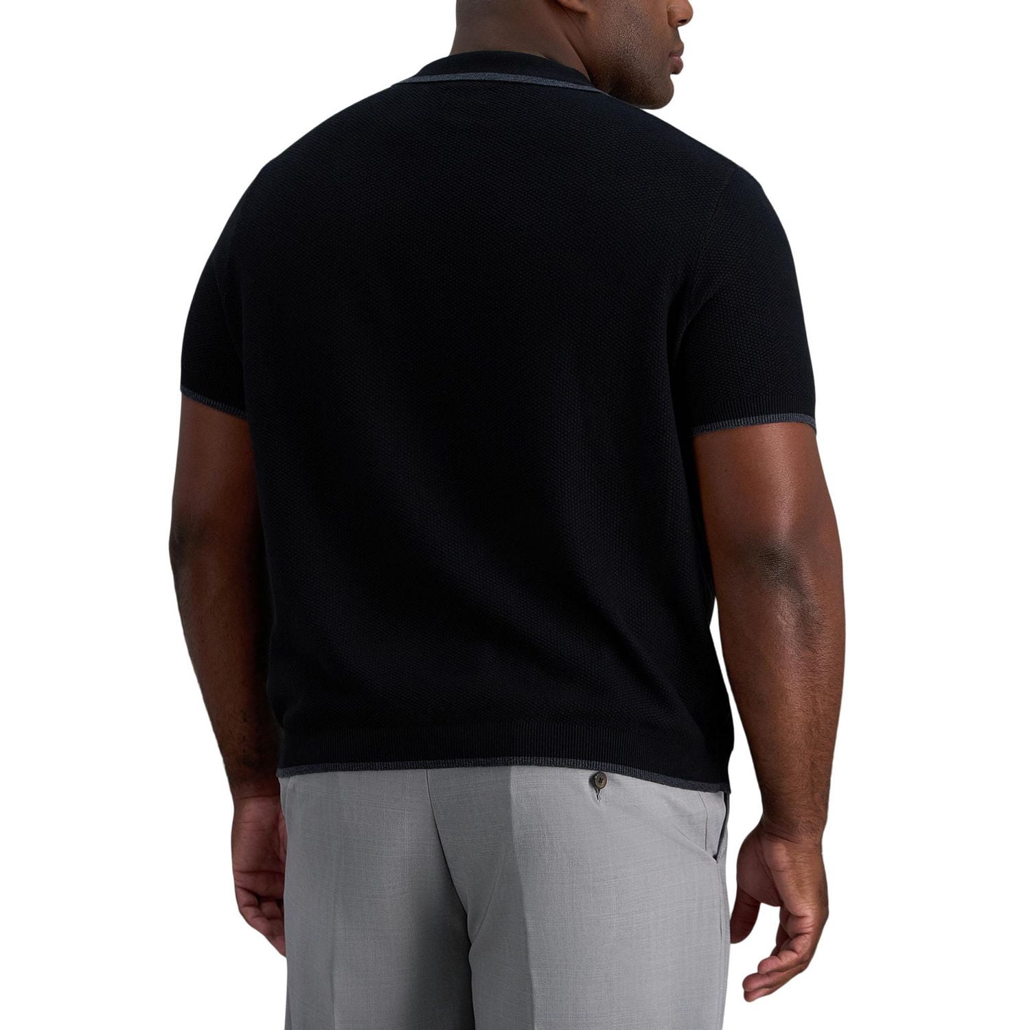Chandail polo rayé à fermeture éclair manches courtes pour hommes Haggar® de grandes tailles