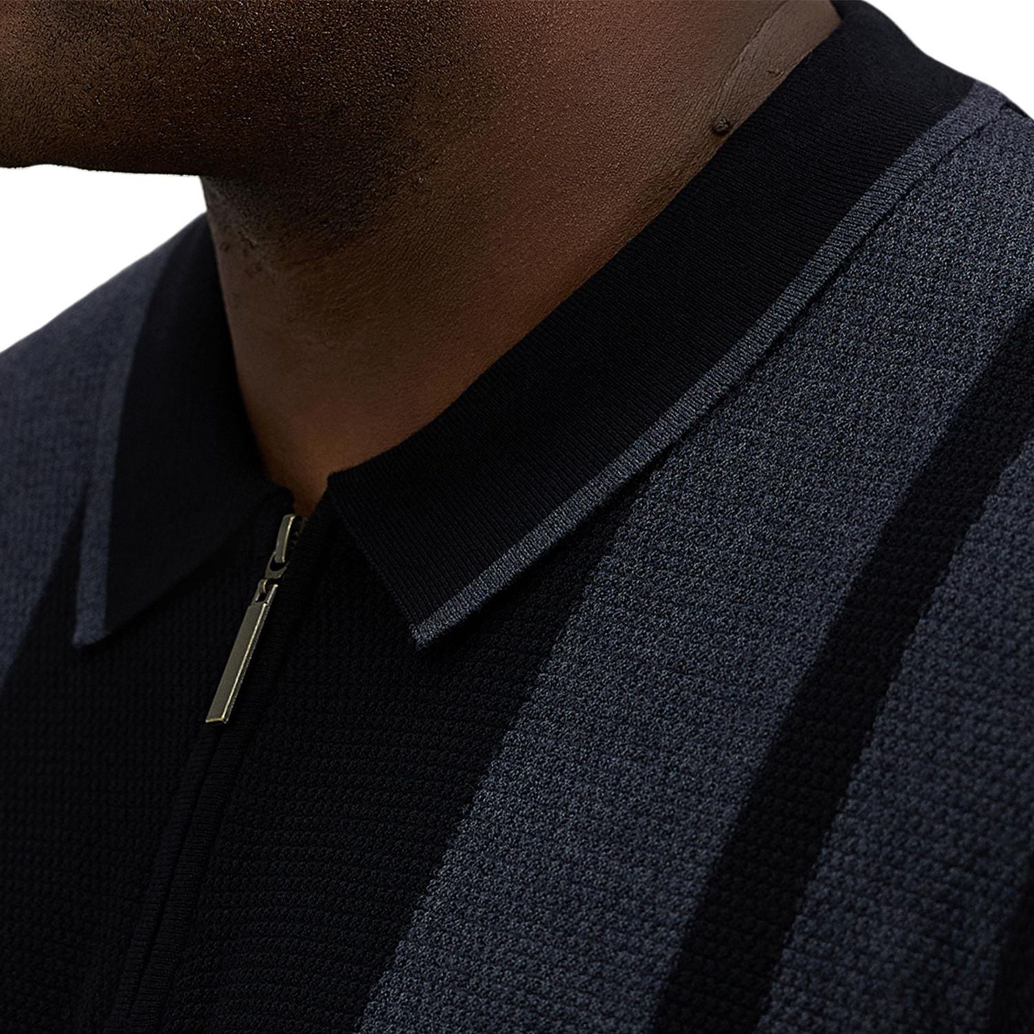Haggar® Men's Big & Tall Short Sleeve Stripe Popcorn Knit Zip Sweater Polo