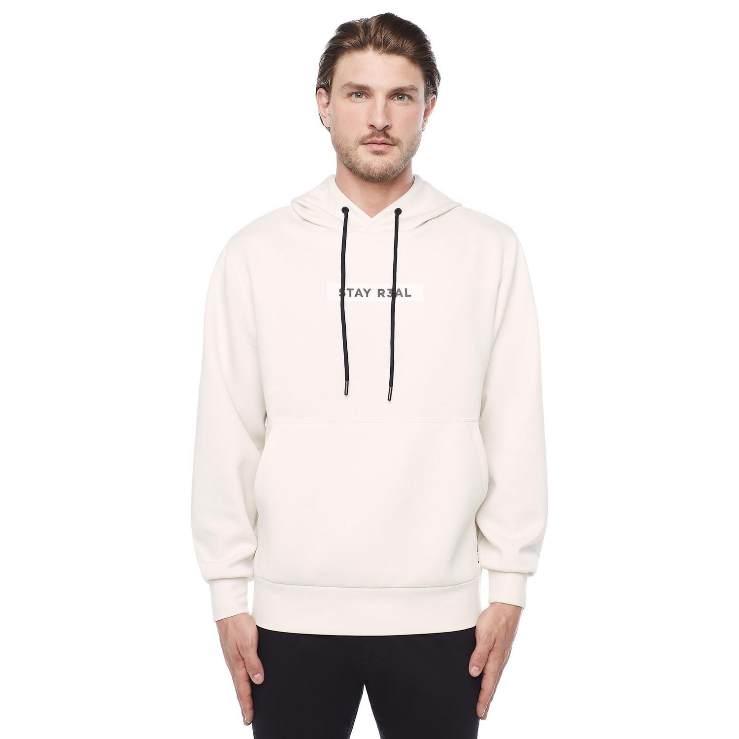 Dark Black Men's Long-Sleeve Hooded Sweatshirt