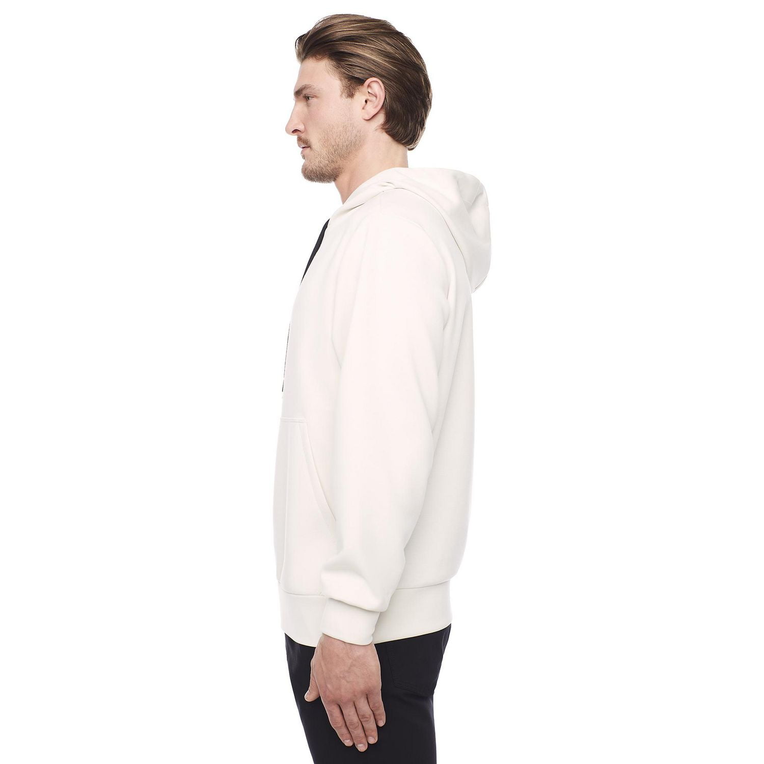 Dark Black Men's Long-Sleeve Hooded Sweatshirt