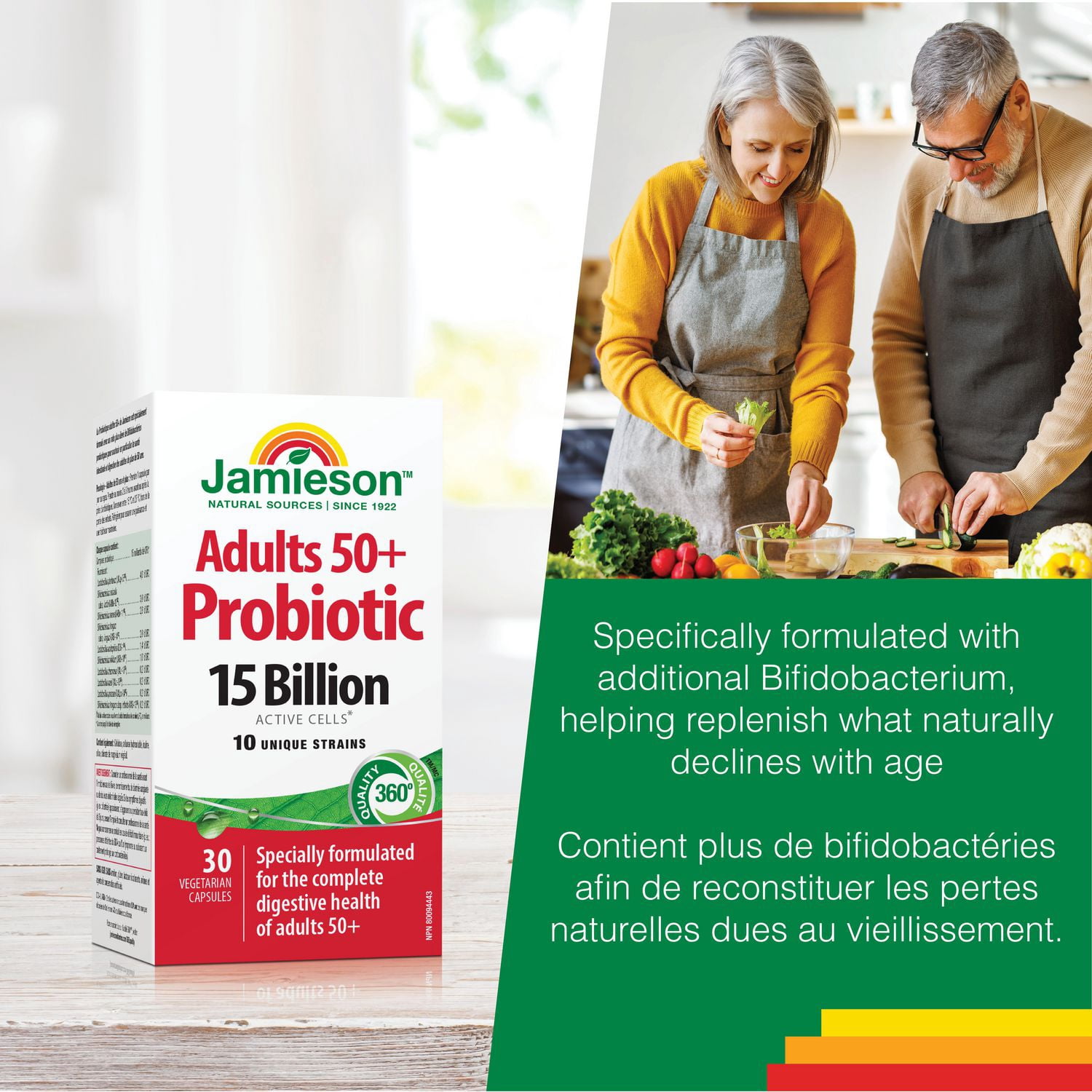 Jamieson Adults 50+ Probiotic Capsules, 15 CFU, 30 Count, 30 Capsules