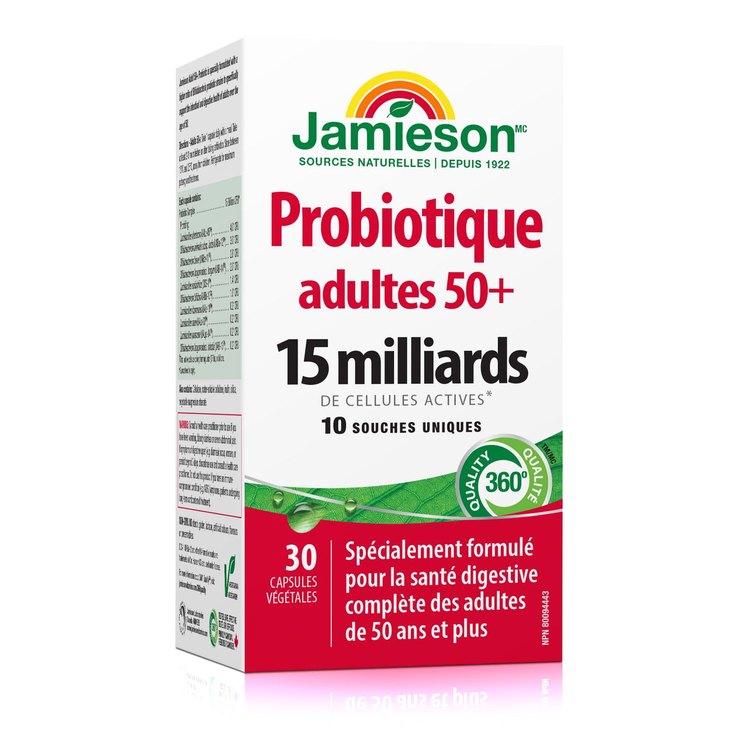 Jamieson Adults 50+ Probiotic Capsules, 15 CFU, 30 Count, 30 Capsules