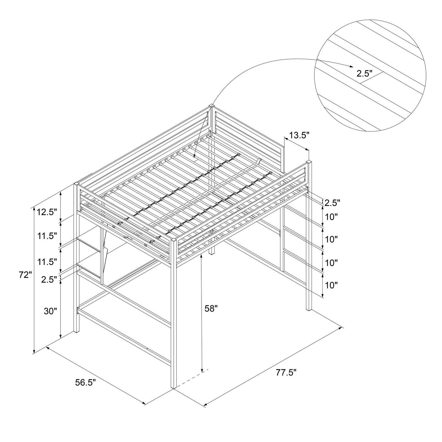 Novogratz Maxwell Metal Full Loft Bed, Your Zone Metal Loft Twin Bed By Superindoor Instructions