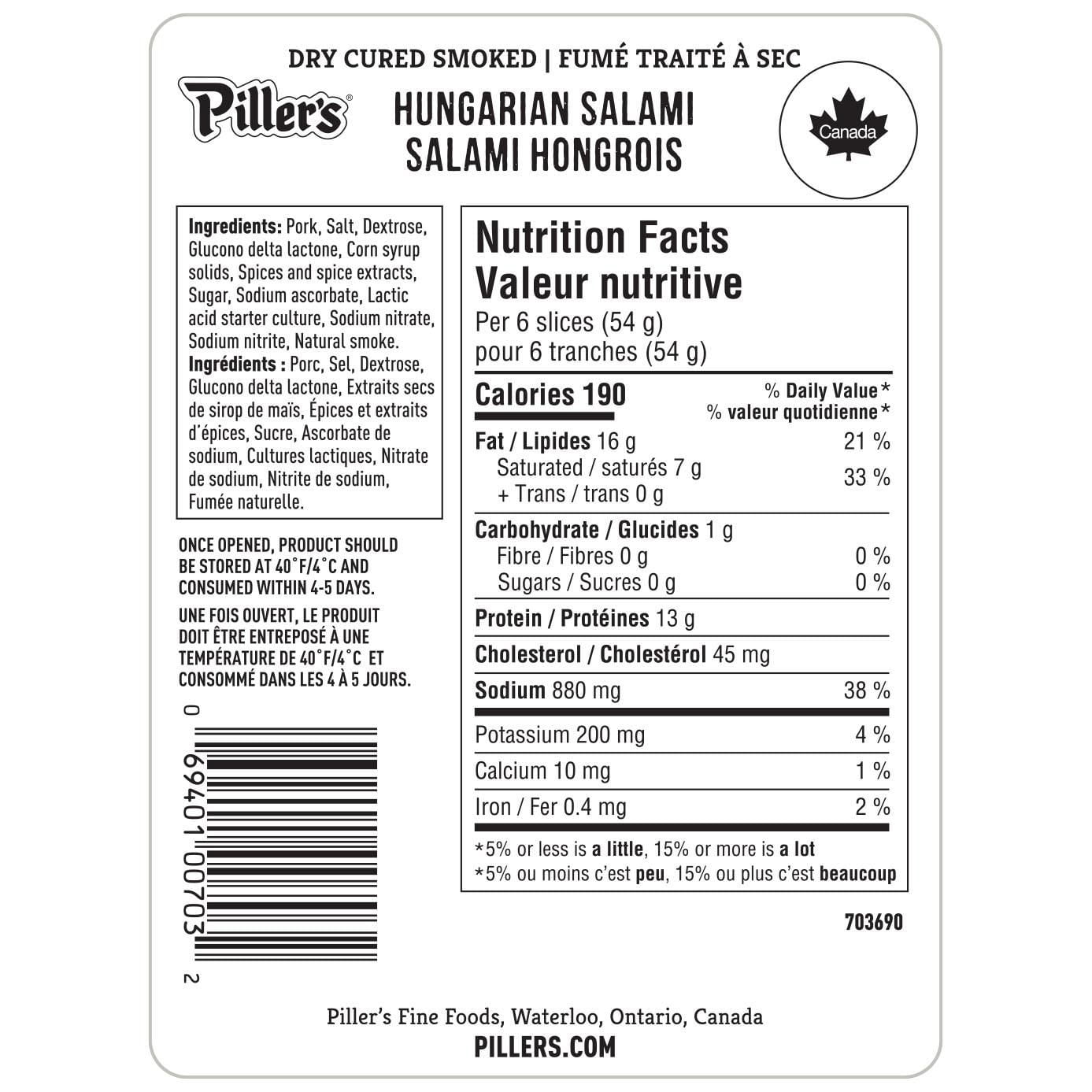 Piller's Hungarian Salami, 2 x 150g